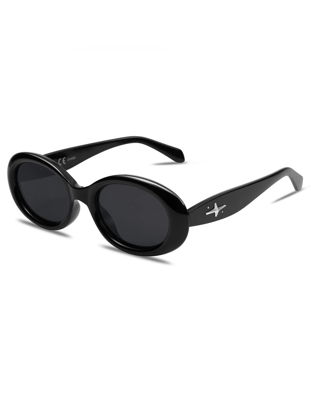 SOJOS Black Small Retro Oval Polarized Sunglasses Model: SJ2286, 52-21-139